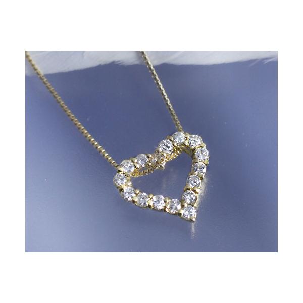ネックレス ダイヤモンド0.3ct オープンハート K18イエローゴールド 4