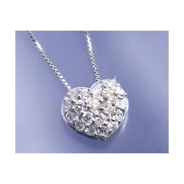 ネックレス ダイヤモンド0.3ct パヴェ ハート K18ホワイトゴールド 4月