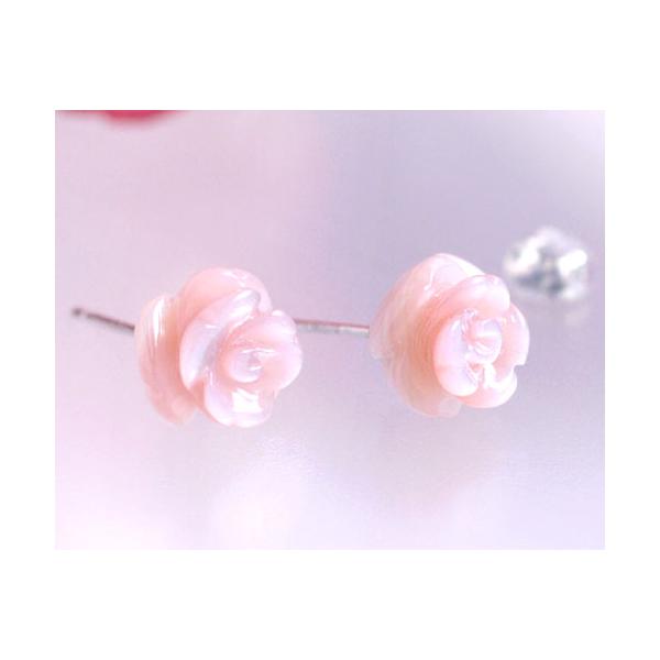 ピンクシェル バラ 薔薇 ピアス レディース K10 K18ホワイトゴールド 10k 18k 18金 スタッドピアス フラワーモチーフ 花 ピンク 両耳用 5962 誕生日プレゼント専門店 Ciao 通販 Yahoo ショッピング