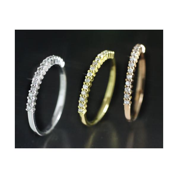 n*o様 美品 K18WG ハーフエタニティ 0.15ctリング 指輪 17石 ダイヤモンド 0.15ct ハーフエタニティ リング 指輪 K18PG YG WG