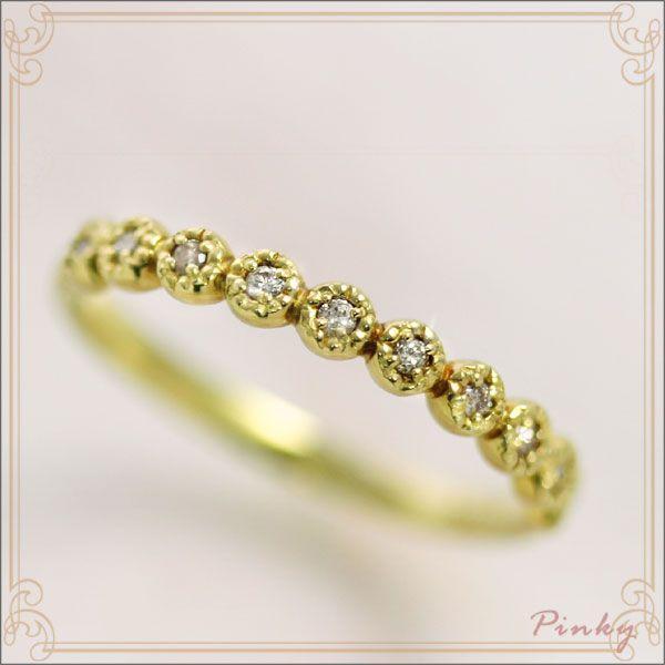 ピンキーリング ダイヤモンド 0.1ct カラット K10 K18イエローゴールド  