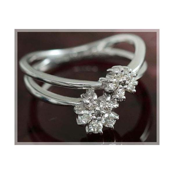 ピンキーリング 18k K18ホワイトゴールド 18金 ダイヤモンド 0.25ct