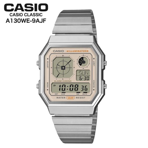 CASIOA130WE-9AJF CASIO CLASSIC カシオクラシック カシオ ワールドタイム レトロ LCアナログ メタルバンド  国内正規品