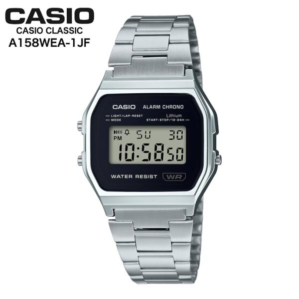 CASIO A158WEA-1JF CASIO CLASSIC カシオ クラシックモデル。シンプルなデザインながら、LEDライトやストップウオッチ、アラーム等、便利な機能を備えたロングセラーモデルです。＊当店のカシオ製品は全て国内正規品です...