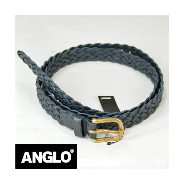 Anglo Leather Craft アングロレザークラフト レザー イングランド製 ネイビー Dark Navy メッシュベルト 最新