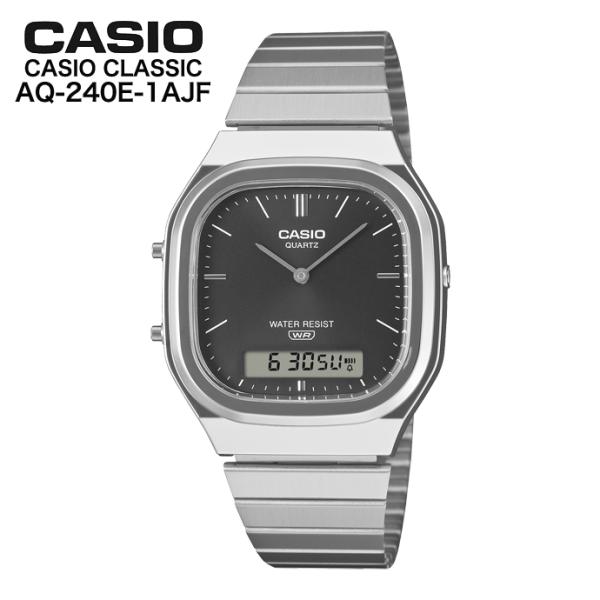 CASIO AQ-240E-1AJF CASIO CLASSIC カシオクラシック カシオ レトロカシオ  メタルバンド シルバー ブラック  国内正規品
