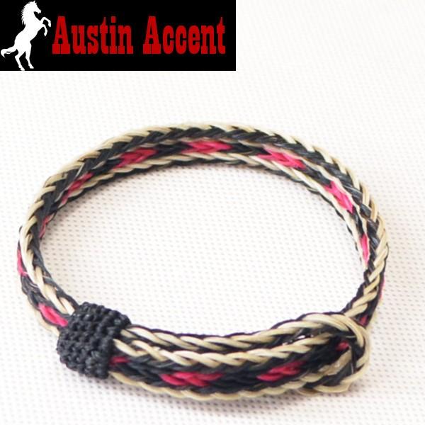 AUSTIN ACCENT[オースティン アクセント] ホースヘアー ブレスレットHOSE HAIR BRACELETアメリカ製 ピンク/ブラック/ホワイト　送料無料