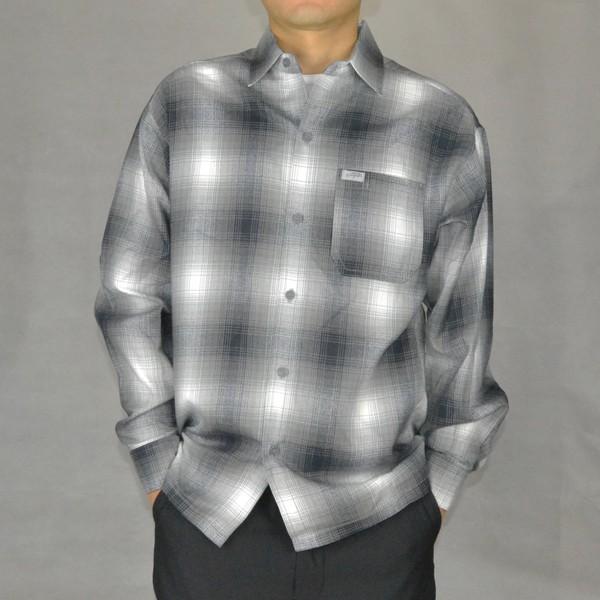 Cal Top[キャルトップ] オンブレ チェックシャツ ロングスリーブシャツ OMBRE CHECK SHIRTS 長袖シャツ グレ−