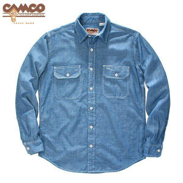 CAMCO カムコ シャンブレーシャツ ワークシャツ 長袖シャツ ブルー BLUE