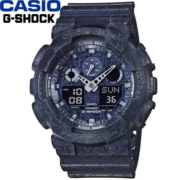 カシオ Casio G Shock ジーショック Cracked Pattern Ga 100cg 2ajf メンズ 腕時計 ネイビー クラックド パターン