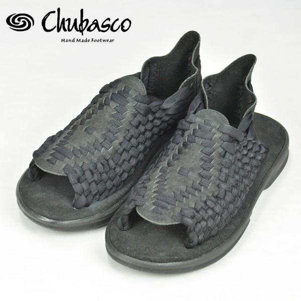 チュバスコ Chubasco AZTEC アズテック スポーツサンダル メンズ サンダル 本革 編み込み ワラチ メキシコ製 BLACK X  BLACK ブラック