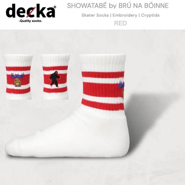 decka quality socks SHOWATABE by BRU NA BOINNE デカ ブルーナボイン スケーターソックス Red Skater Socks Embroidey Cryptids ショートレングス  メンズ