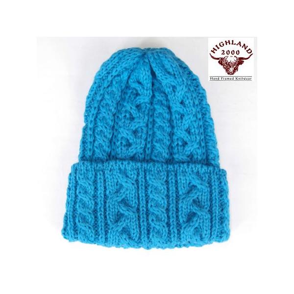 HIGHLAND2000 ハイランド2000 アラン ボブキャップ ニットキャップ ブルー ブリティッシュウール ARAN BOB CAP OCEAN