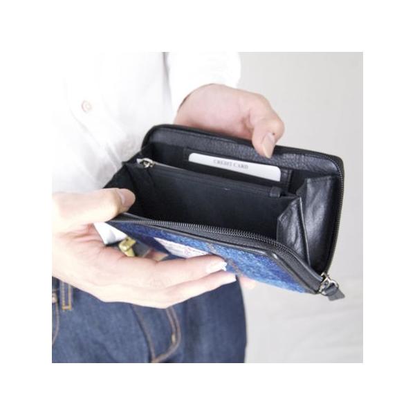 Peter James ピータージェイムス ハリスツイード ウォレット 情熱セール Harris Tweed X ブルーチェック ラウンドファスナー Leather 長財布 Wallet