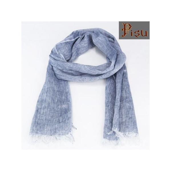 Pisu ピス ソリッド リネンストール リネンスカーフ LINEN SCARF  ブルー LINENSTOLE