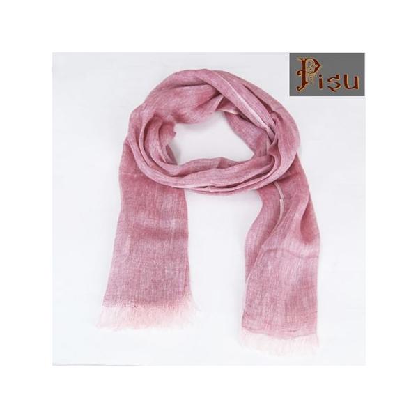 Pisu ピス ソリッド リネンストール  リネンスカーフ LINEN SCARF レッド