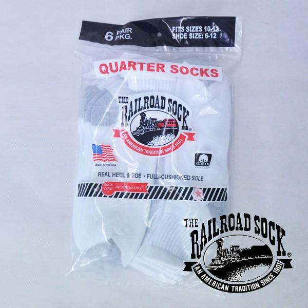 レイルロードソック (RAILROAD SOCK)  アメリカ製 クォーターソックス 靴下  6足セットMEN'S 6 PAIR QUARTER SOCK 6 PAIR ホワイトグレー GREY HEEL&TOE