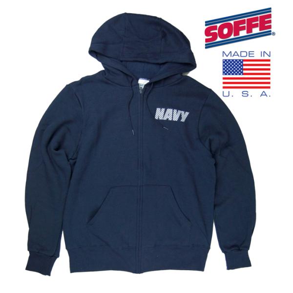 SOFFE ソフィー U.S.NAVY UNIFORM フィジカル トレーニング スウェット ジップ フーディ 9477NX MADE IN USA フルジップパーカー 米海軍 アメリカ製