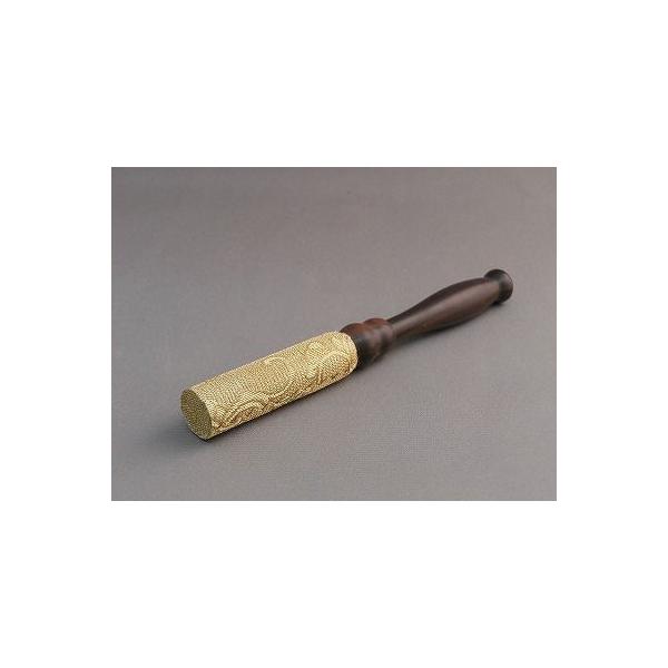 メール便 おりん 仏具 黒檀りん棒　綴巻（ベージュ色）4寸（12cm）