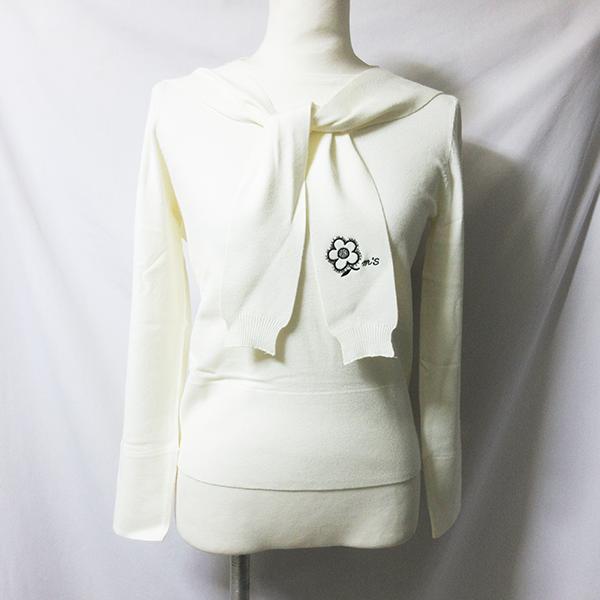 【中古】未使用品 エムズグレイシー M'S GRACY 24SS Tシャツ カットソー 半袖 クルーネック 花モチーフ 刺繍 38 白 M'S GRACY（エムズグレイシー） *未使用タグ付き 長袖 トップス ニット