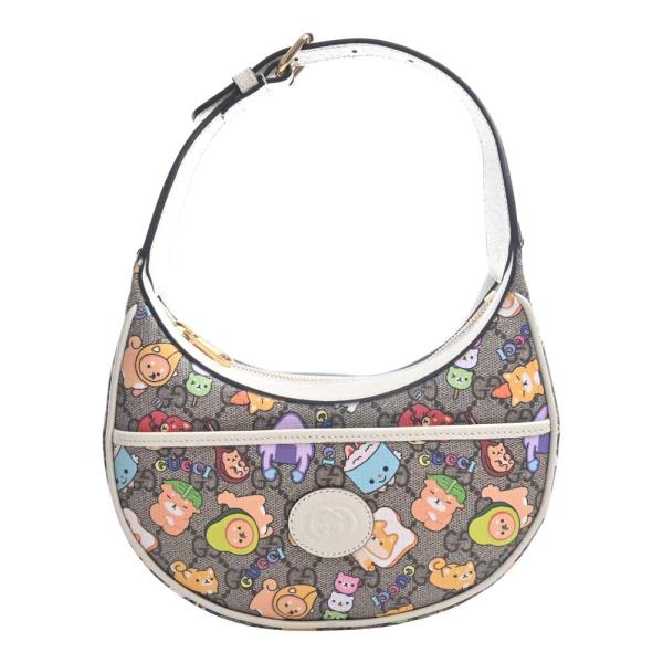 グッチ GGスプリーム ハーフムーンシェイプ ミニ ワンショルダーバッグ 726843 ベージュ ブラウン PVC レザー レディース GUCCI 【中古】 GUCCI（グッチ） GGスプリーム ハーフムーンシェイプ ミニバッグ