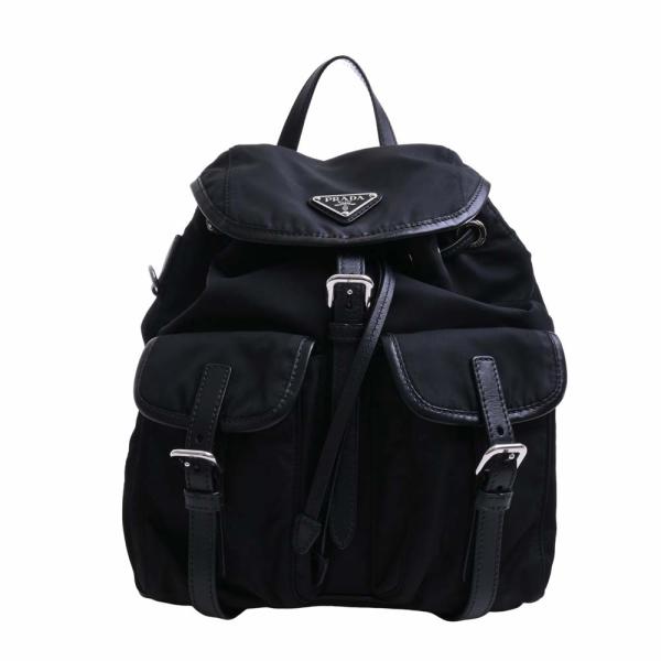 PRADA プラダ　リュック　トライアングルロゴ　正規品　ブラック　レディース PRADA プラダ ナイロン トライアングルロゴ リュックサック バック