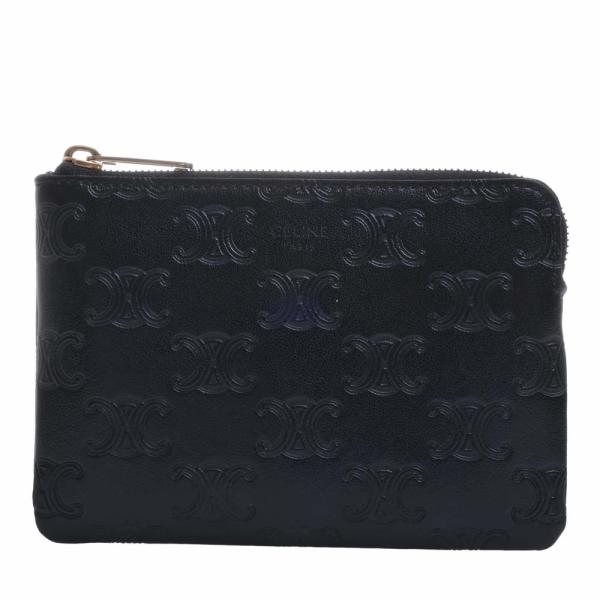 極美品 セリーヌ トリオンフ　フック付き ケース　総柄　ブラック レザー 極美品 セリーヌ トリオンフ フック付き ケース 総柄 ブラック レザー