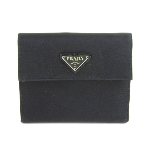 B楽市本店 本物 Prada プラダ ナイロン 三つ折り コンパクト 財布 黒 Mohmmadiyon Com