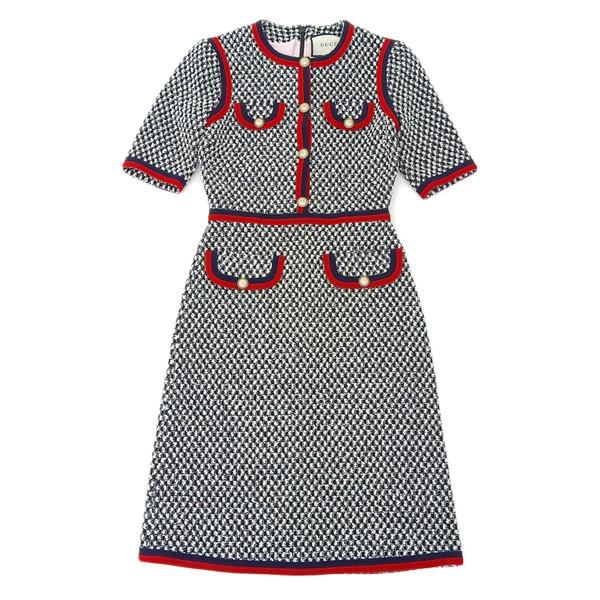 03楽市 本物 Gucci グッチ コットン ツイード パールボタン ワンピース キャサリン妃着用モデル ブラック ホワイト 36 G ブランド楽市 通販 Yahoo ショッピング