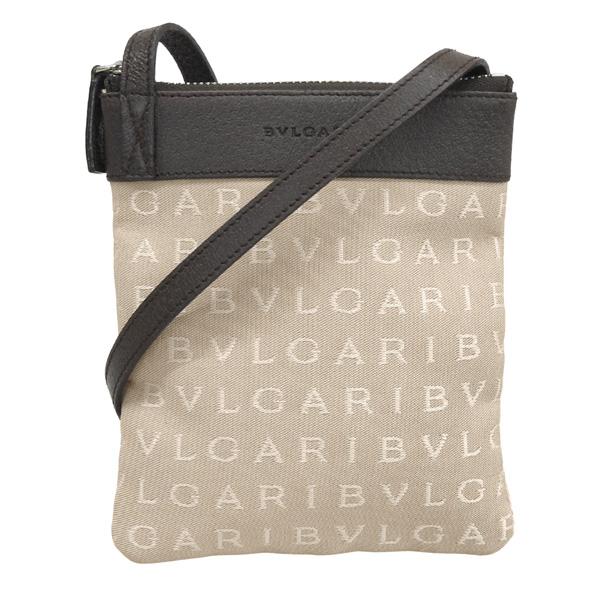 BVLGARI ブルガリ キャンバス レザー ロゴマニア ミニポシェット