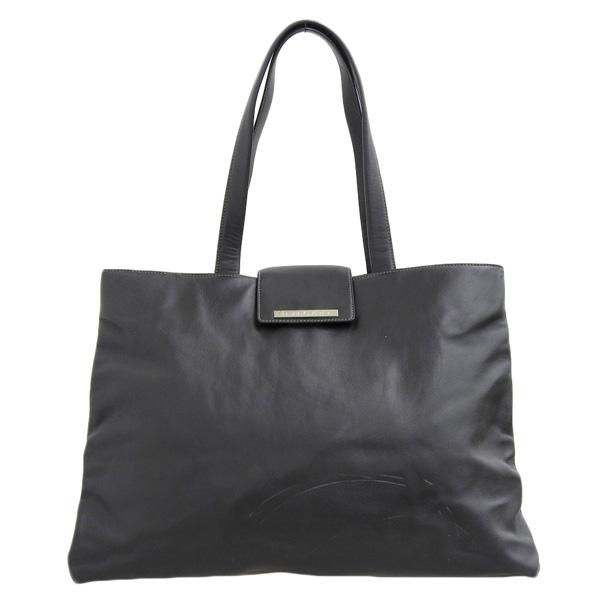 美品　BVLGARI ブラックレザー トートバッグ BVLGARI ブルガリ レザー トートバッグ ブラック レディース gy