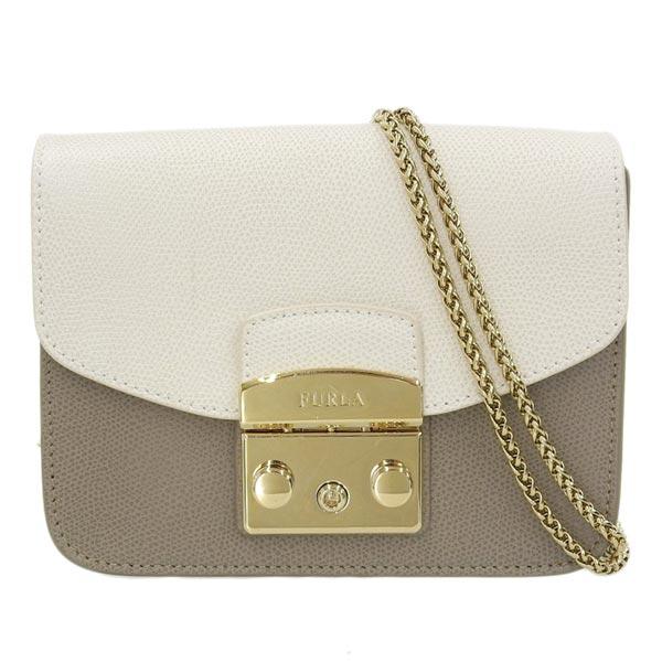 美品 FURLA メトロポリス グレージュ チェーンショルダーバッグ 本革 良品】FURLA フルラ メトロポリス ショルダーバッグ グレージュ