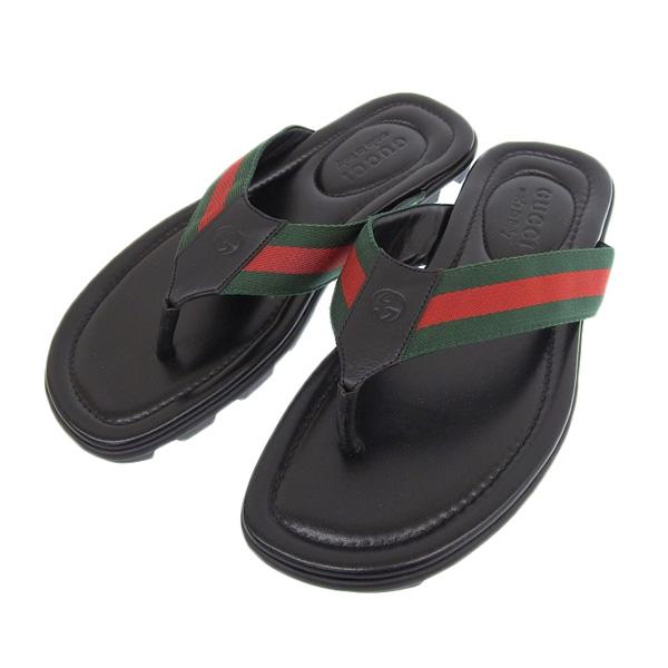 Gucci グッチ ウェブ レザー トングサンダル #5 429362 ブラック 26.5 