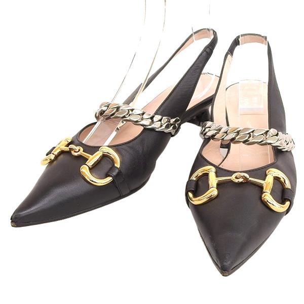 Gucci グッチ ホーズビット レザー ヒール パンプス #37 1/2 616596 