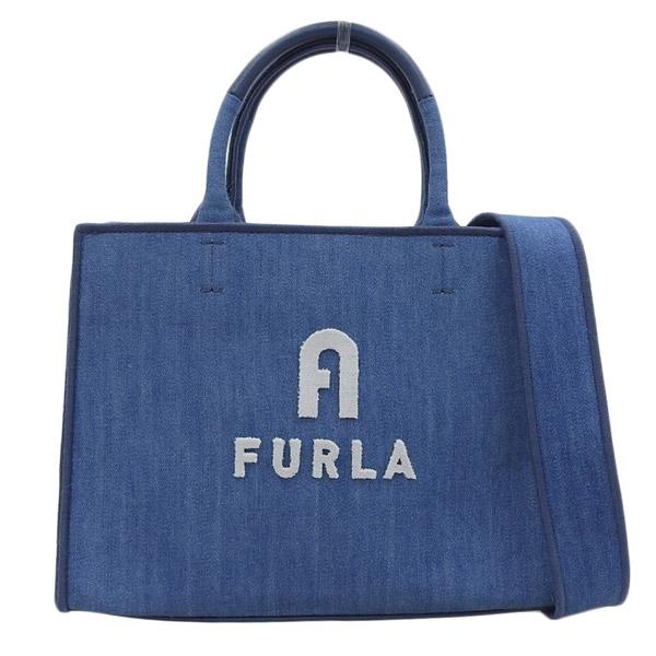 美品✨フルラ　ショルダーバッグ　オポチュニティ　アーチロゴ　2way　デニム　青 basrfuabx1661.jpg