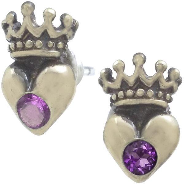 2月)アメシスト アンティークゴールド ハートクラウン シルバー