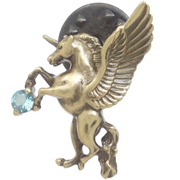 11月)ブルートパーズ アンティークゴールド 有翼の ユニコーン