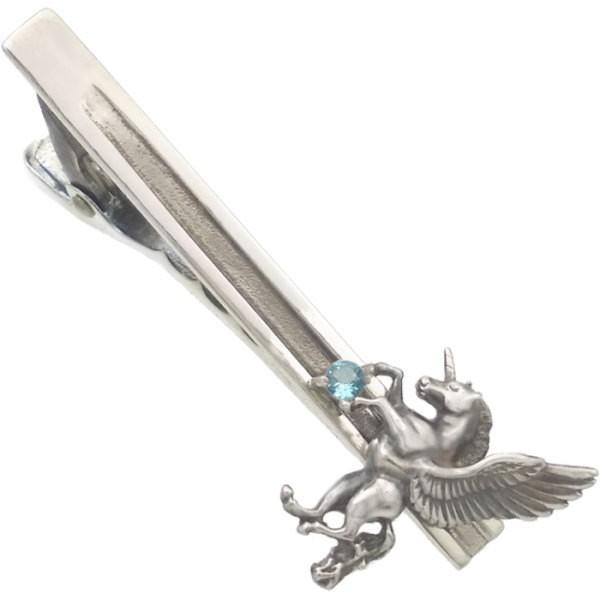 11月)ブルートパーズ 有翼の ユニコーン シルバー ネクタイピン誕生石