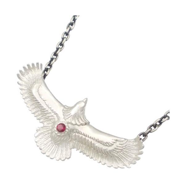 7月)ルビー ホワイト イーグル シルバー ペンダントトップ 誕生石