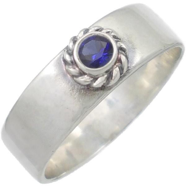 9月)サファイア ツイスト フラワー シルバーリング （指輪） 誕生石