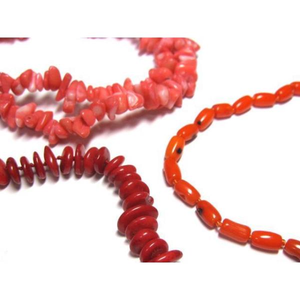◇珊瑚ネックレス3本セット◇ ピンク＊オレンジ＊レッド 赤 01-297 : B