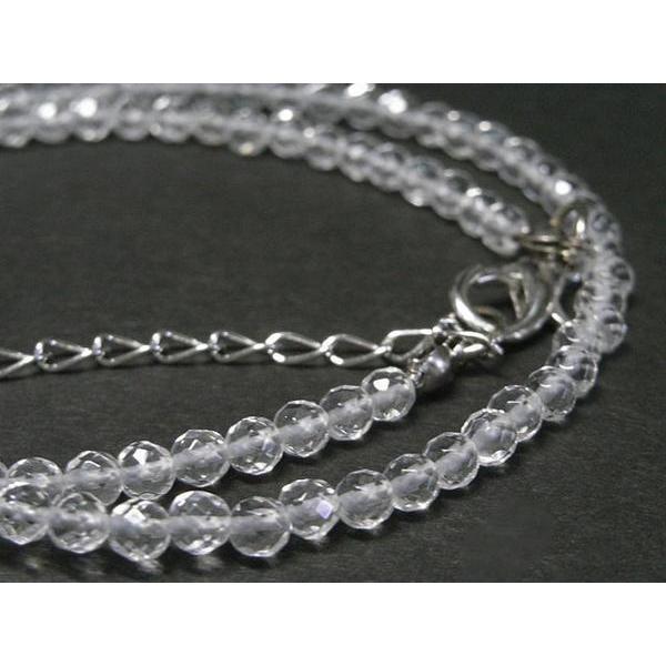 ◇天然石ショートネックレス◇ 白水晶 カット 約4mm 02-503 : B