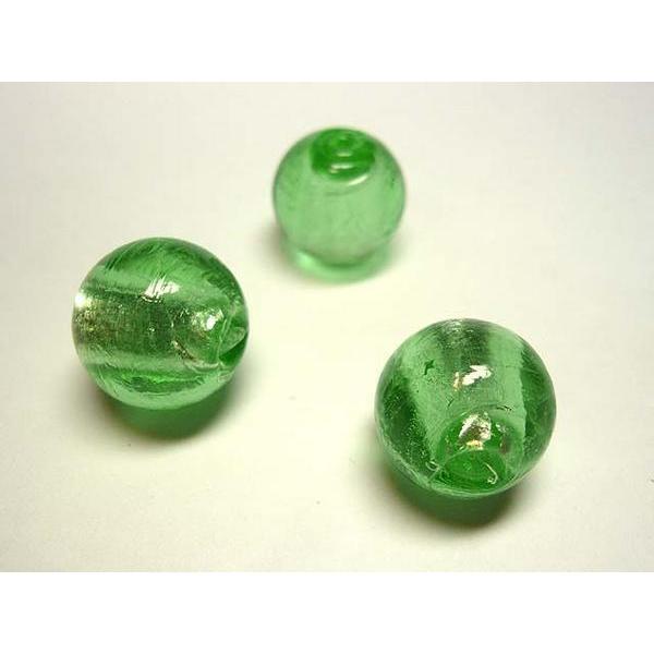 ■おおきなトンボ玉連■ラウンド約18mm14粒ライトグリーン 06-0683