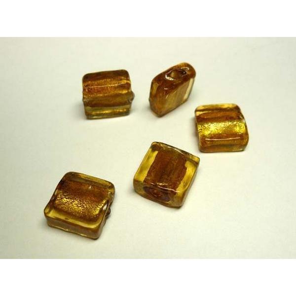 ■トンボ玉連販売■スクエア 約12mm 約24粒 琥珀色 06-0784