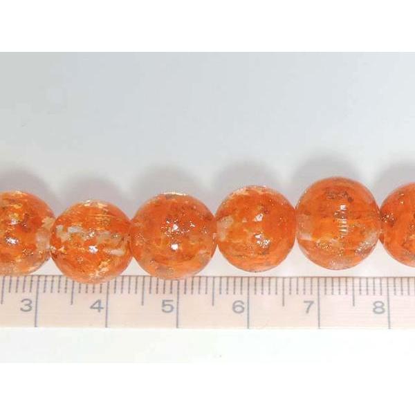 ■ガラスビーズ ラウンド■約３０粒　オレンジ 10mm　06-1124