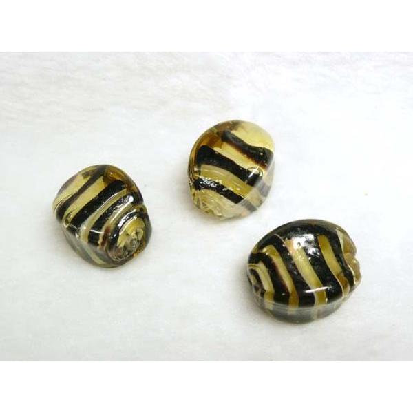 ■トンボ玉連販売■角柱 約24×18mm 約10粒 縞クリーム 06-1177