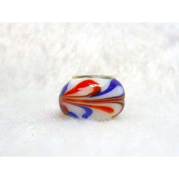 ■粒売■チャームビーズ■約9×13ｍｍ　ハート青・赤　06-1187