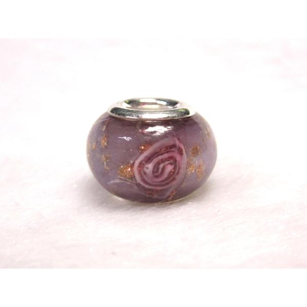 大穴◆チャームビーズ◆【１個】 約10×14mm 約5mm穴 花模様 紫 06-1429