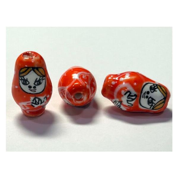 ◆陶器ビーズ◆ マトリョーシカ 縦約25mm×横約15mm 約8〜9粒 連販売 06-1451