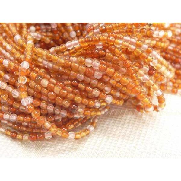 カーネリアン ラウンド 連販売 約2mm レッド ホワイト 3000020☆
